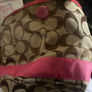 Coach Signature Brown and Pink Tote with Distinctive Pattern
